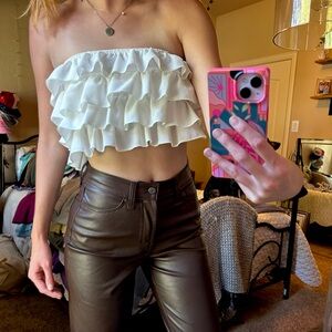 White ruffle shirt size S